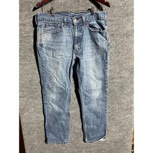 Levis Jeans Mens 35x30 Blue Straight Stretch Denim Pants Waterless Casual